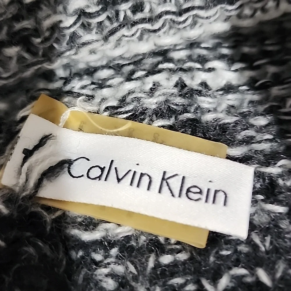 Calvin Klein Black  Gray and White Knit Beanie